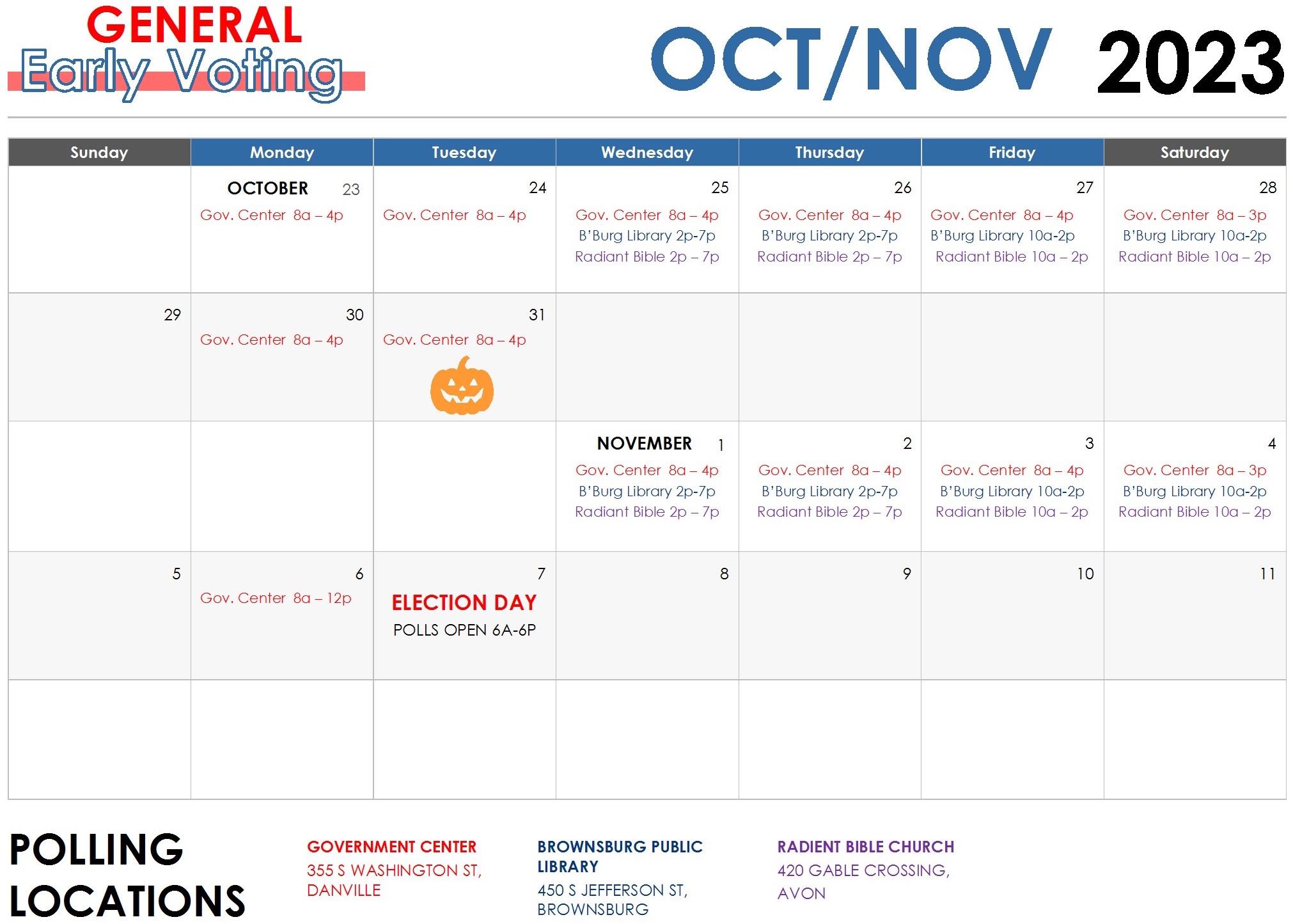 Hendricks County Early Voting Centers Brownsburg Sentinel
