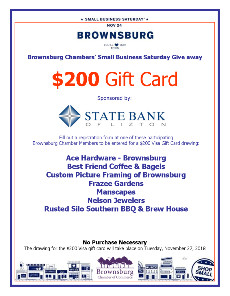 Small Business SaturdayGift Card Winner ! Brownsburg