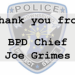 Thank you from BPD Joe Grimes